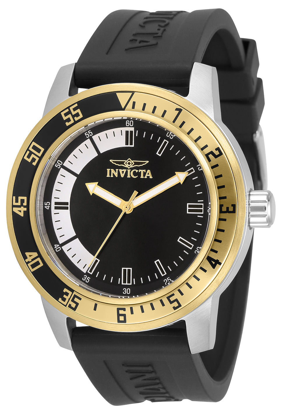 Invicta Men's 45mm Specialty Quartz Two-Tone Bezel Black Silicone Strap Watch