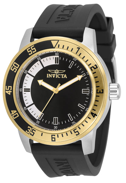 Invicta Men's 45mm Specialty Quartz Two-Tone Bezel Black Silicone Strap Watch