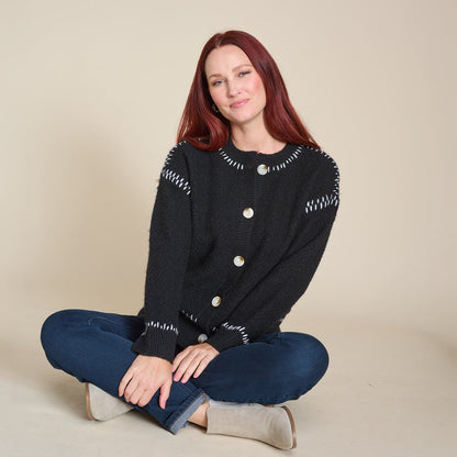 Christopher & Banks Whipstitch Button Front Cardigan