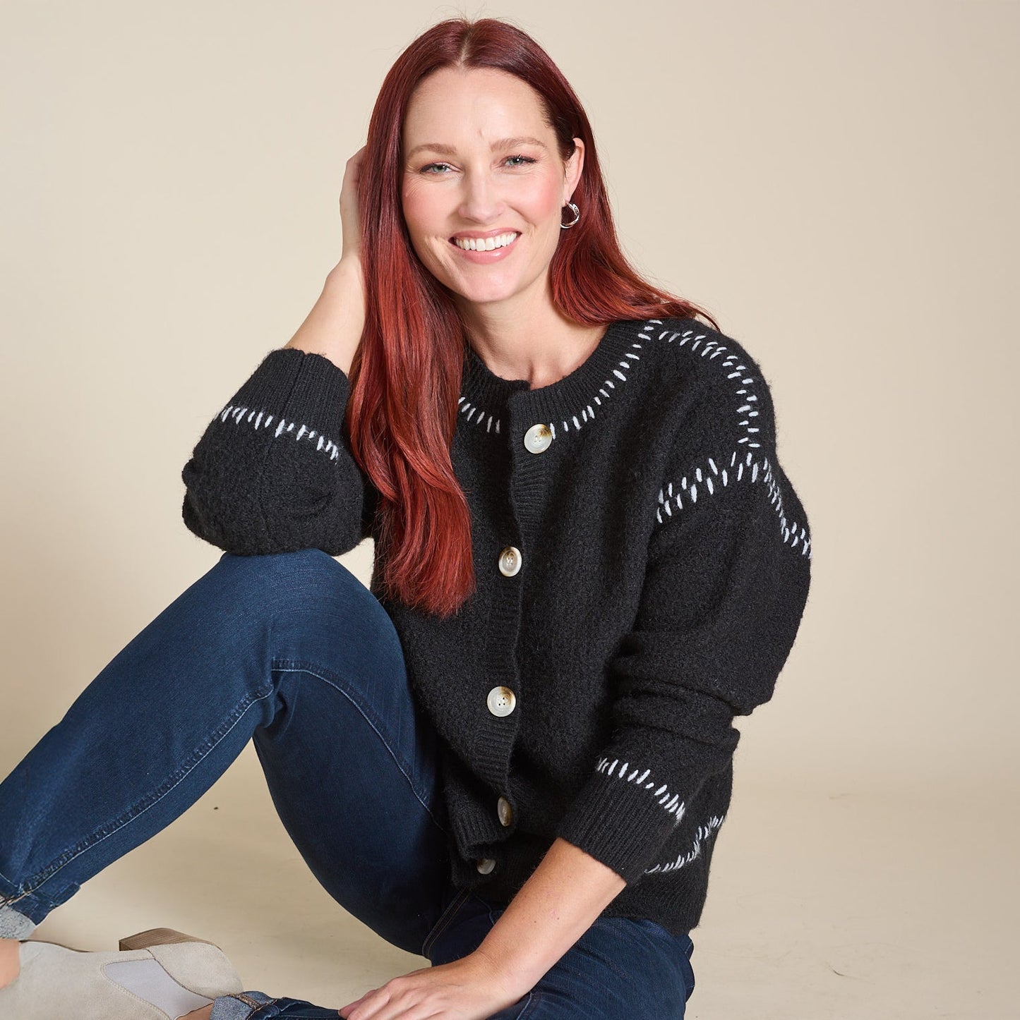 Christopher & Banks Whipstitch Button Front Cardigan