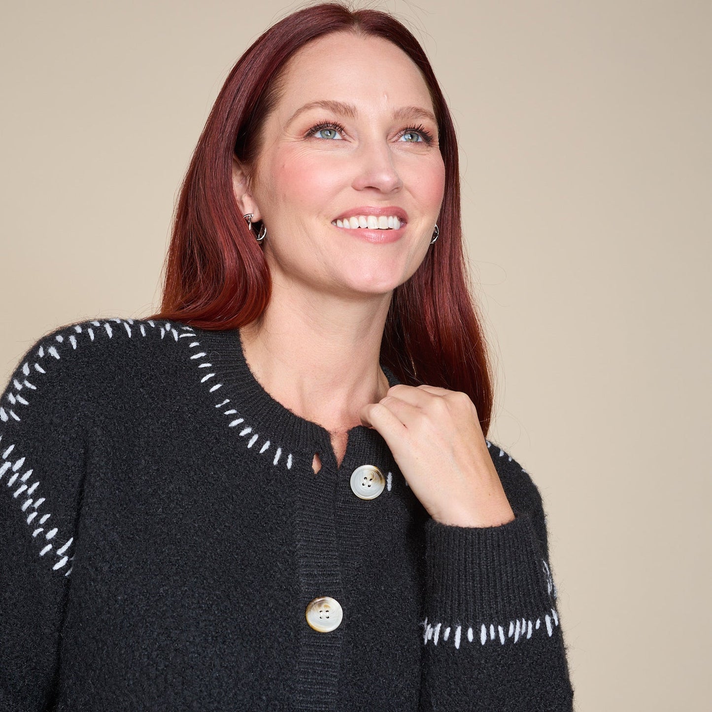 Christopher & Banks Whipstitch Button Front Cardigan