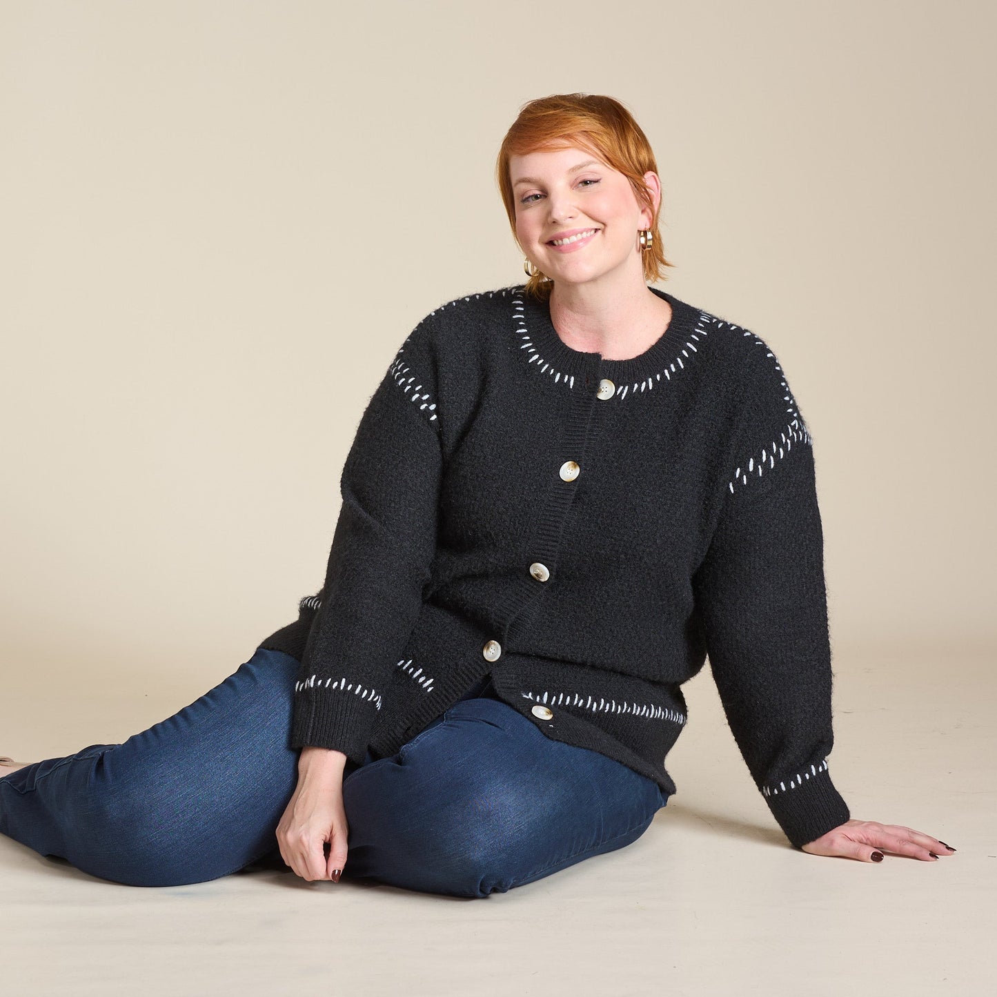 Christopher & Banks Whipstitch Button Front Cardigan