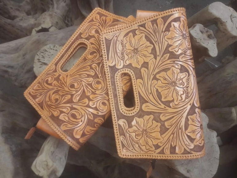 ALLE Handbags Envelope Hand-Tooled Leather Large Clutch Bag