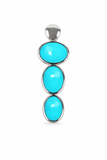 Sterling Silver Sleeping Beauty Turquoise Oval 3-Stone Drop Pendant with Chain