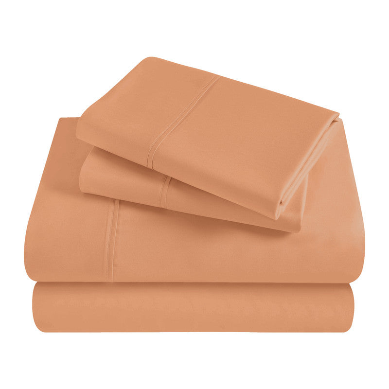 Superior Solid 300 Thread Count Egyptian Cotton Sateen Sheet Set 4-Piece
