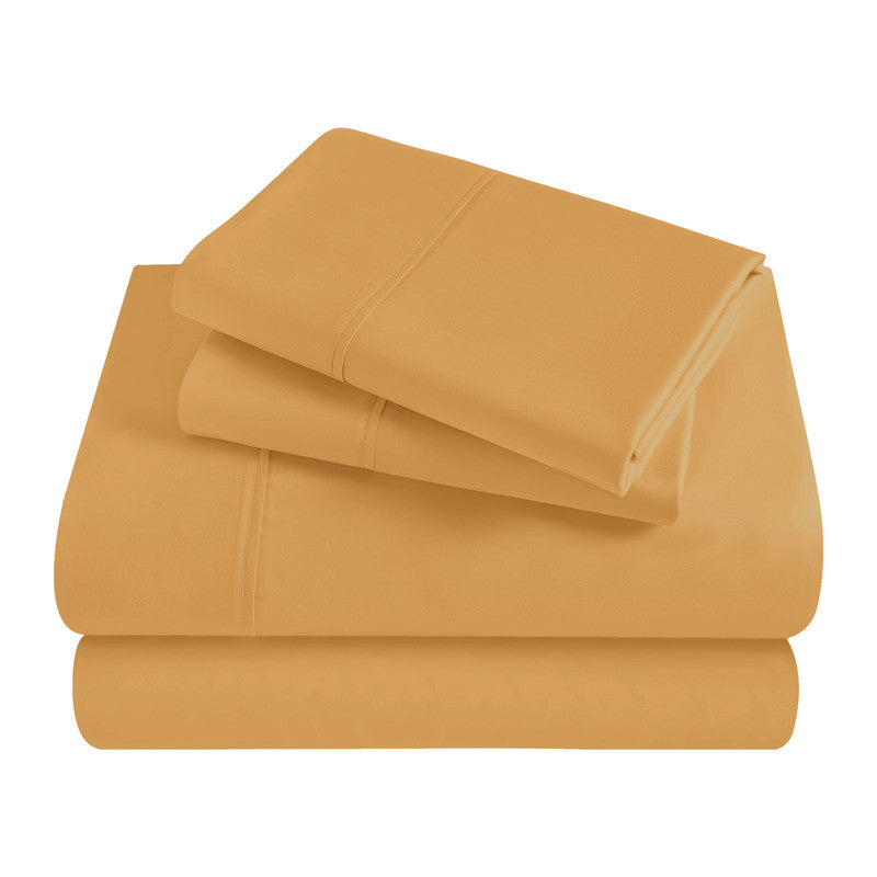 Superior Solid 300 Thread Count Egyptian Cotton Sateen 4-Piece Sheet Set