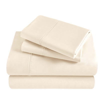 Superior Solid 300 Thread Count Egyptian Cotton Sateen Sheet Set 4-Piece