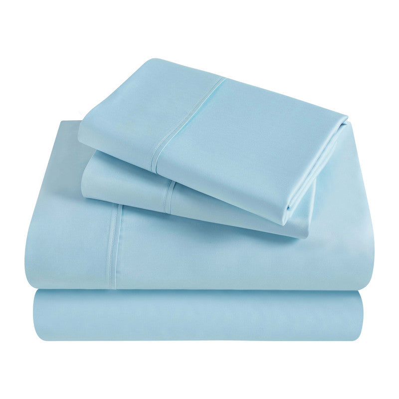 Superior Solid 300 Thread Count Egyptian Cotton Sateen 4-Piece Sheet Set