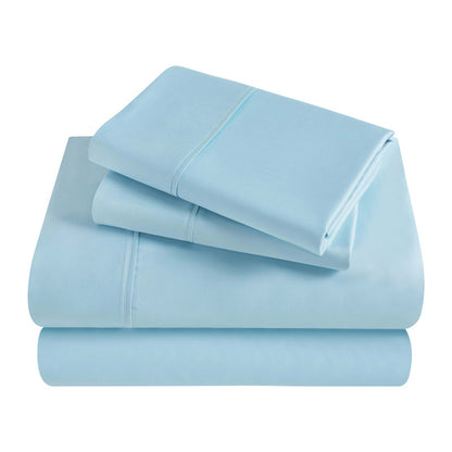 Superior Solid 300 Thread Count Egyptian Cotton Sateen 4-Piece Sheet Set