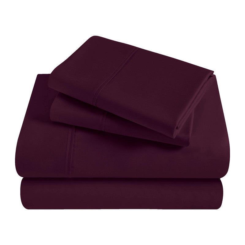 Superior Solid 300 Thread Count Egyptian Cotton Sateen 4-Piece Sheet Set