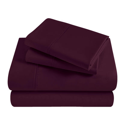 Superior Solid 300 Thread Count Egyptian Cotton Sateen 4-Piece Sheet Set