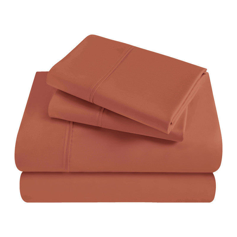 Superior Solid 300 Thread Count Egyptian Cotton Sateen 4-Piece Sheet Set