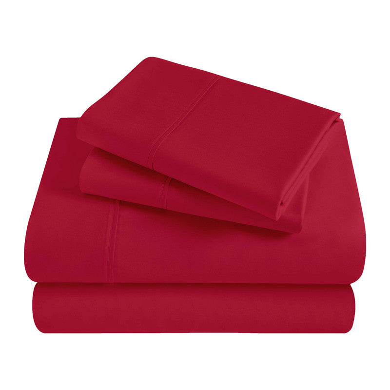 Superior Solid 300 Thread Count Egyptian Cotton Sateen 4-Piece Sheet Set