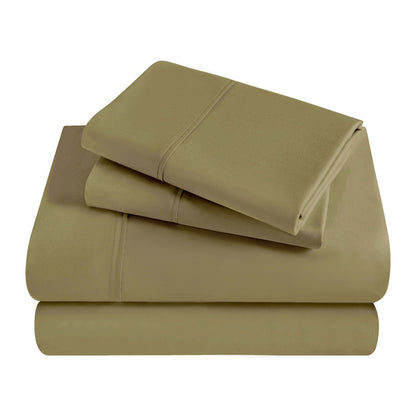 Superior Solid 300 Thread Count Egyptian Cotton Sateen 4-Piece Sheet Set