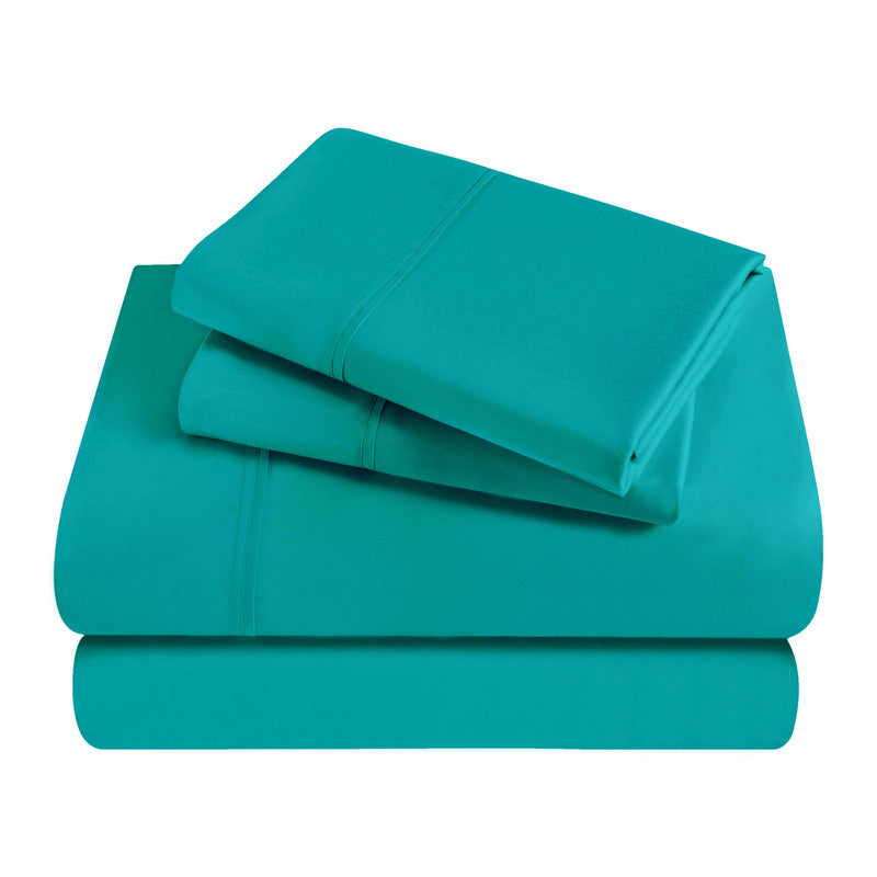 Superior Solid 300 Thread Count Egyptian Cotton Sateen 4-Piece Sheet Set