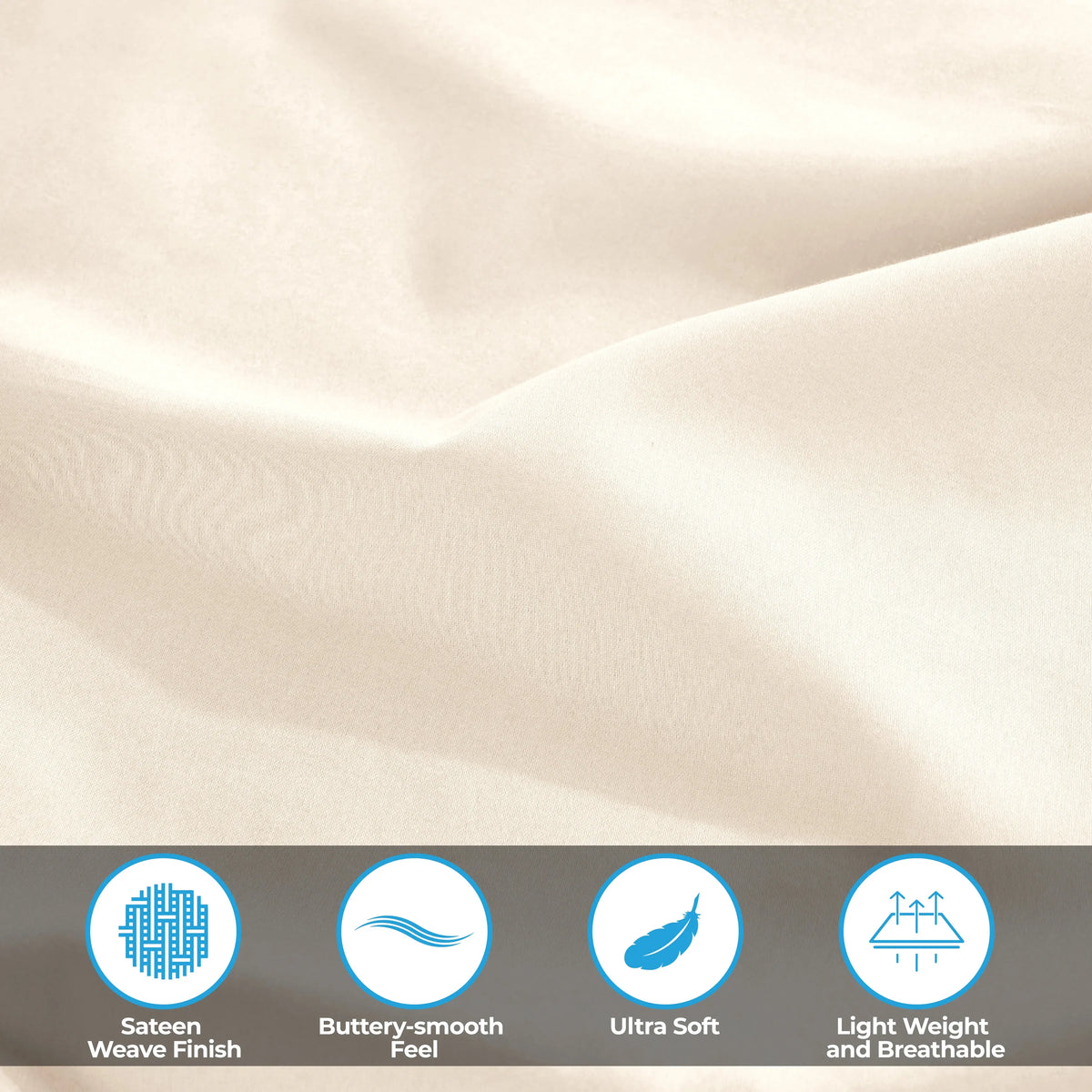 Superior Solid 300 Thread Count Egyptian Cotton Sateen 4-Piece Sheet Set
