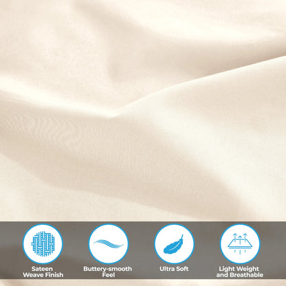 Superior Solid 300 Thread Count Egyptian Cotton Sateen Sheet Set 4-Piece