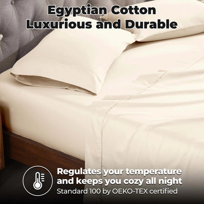 Superior Solid 300 Thread Count Egyptian Cotton Sateen Sheet Set 4-Piece