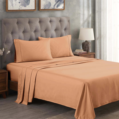 Superior Solid 300 Thread Count Egyptian Cotton Sateen Sheet Set 4-Piece