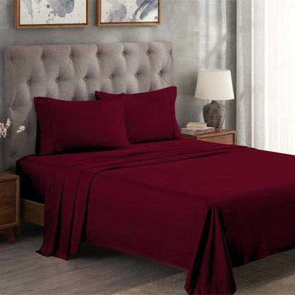 Superior Solid 300 Thread Count Egyptian Cotton Sateen 4-Piece Sheet Set