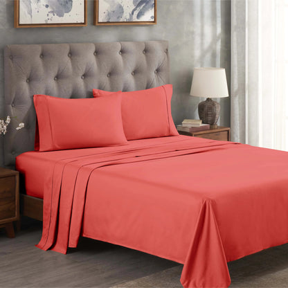 Superior Solid 300 Thread Count Egyptian Cotton Sateen 4-Piece Sheet Set