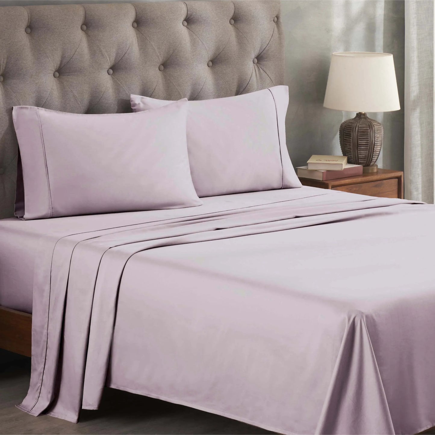 Superior Solid 300 Thread Count Egyptian Cotton Sateen 4-Piece Sheet Set