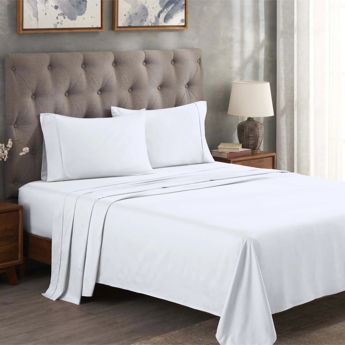 Superior Solid 300 Thread Count Egyptian Cotton Sateen Sheet Set 4-Piece