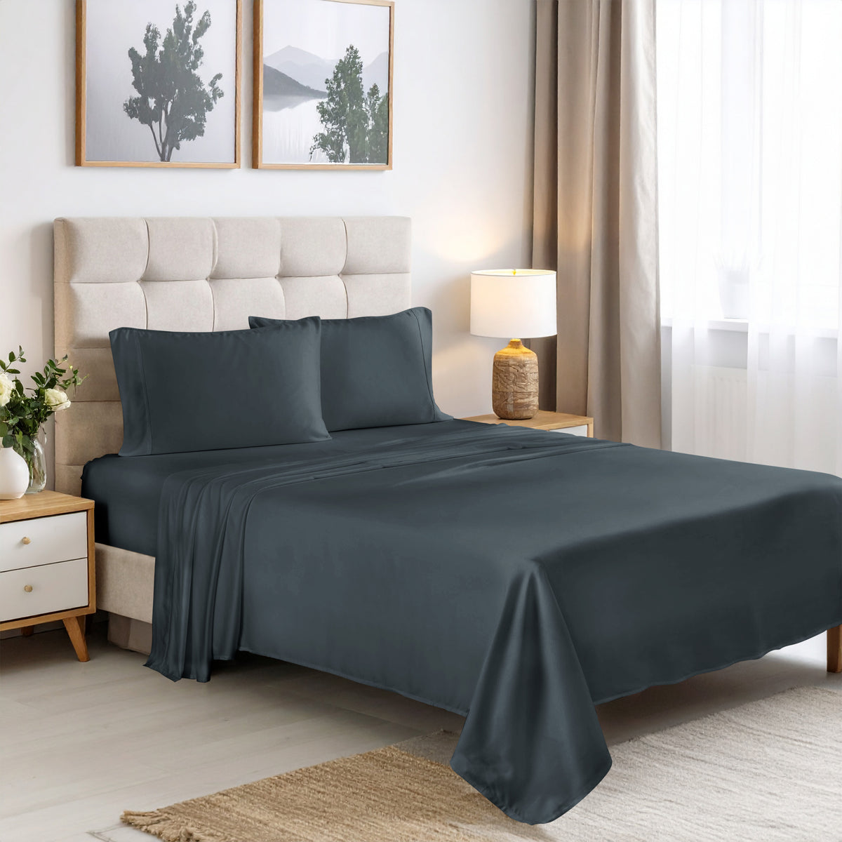 Superior Rayon From Bamboo 300 Thread Count Solid Deep Pocket 4-Piece Sheet Set
