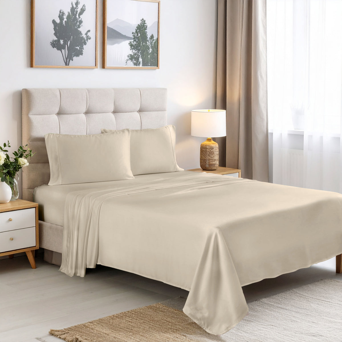 Superior Rayon From Bamboo 300 Thread Count Solid Deep Pocket 4-Piece Sheet Set