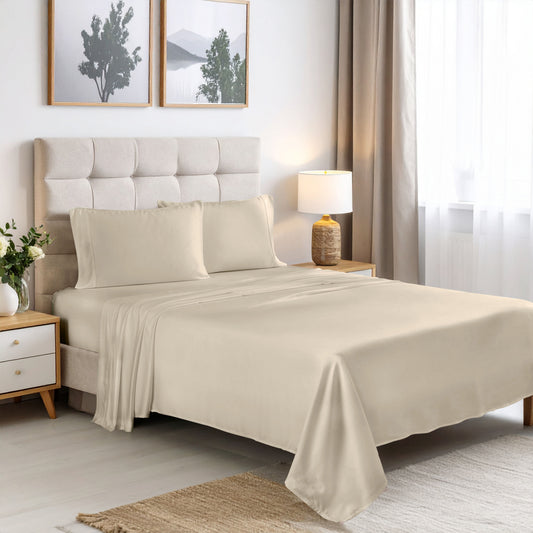 Superior Rayon From Bamboo 300 Thread Count Solid Deep Pocket 4-Piece Sheet Set