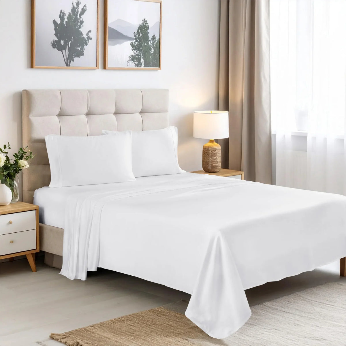 Superior Rayon From Bamboo 300 Thread Count Solid Deep Pocket 4-Piece Sheet Set