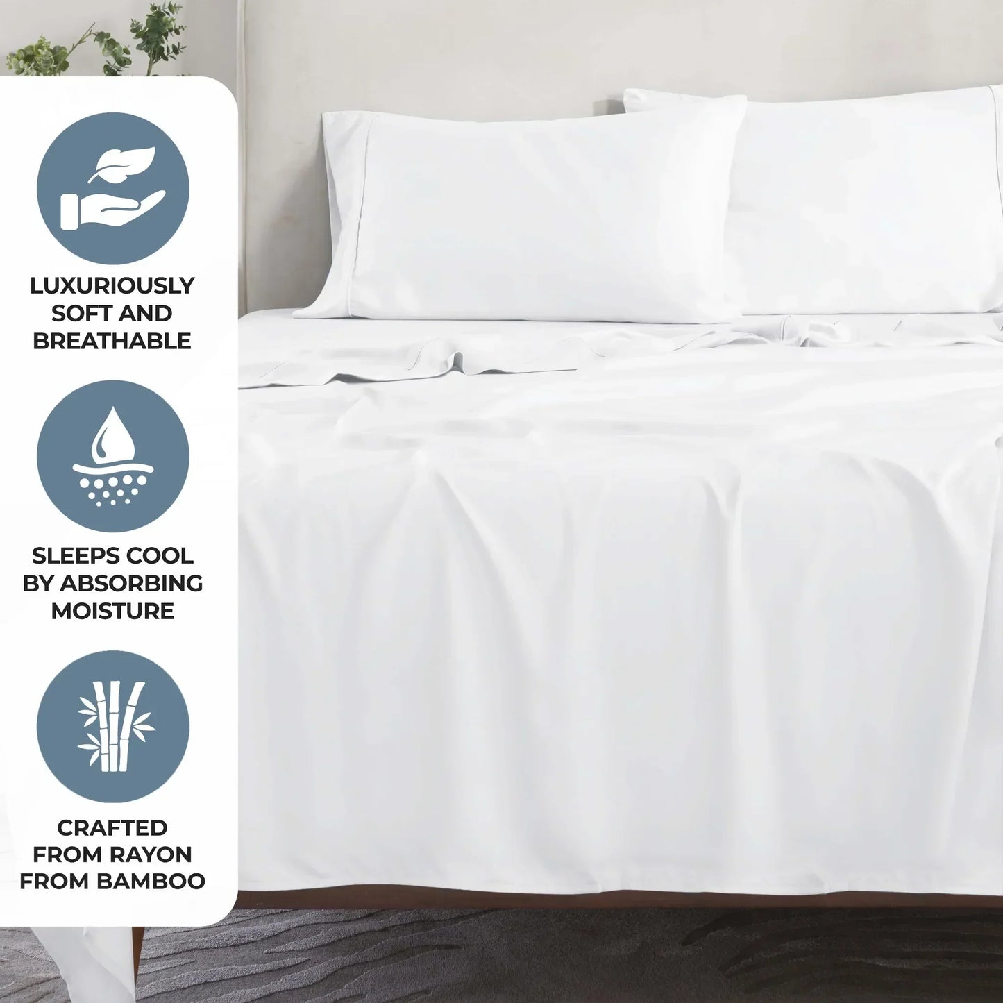 Superior Rayon From Bamboo 300 Thread Count Solid Deep Pocket 4-Piece Sheet Set