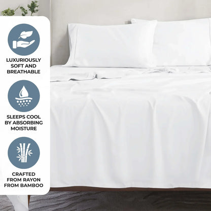 Superior Rayon From Bamboo 300 Thread Count Solid Deep Pocket 4-Piece Sheet Set