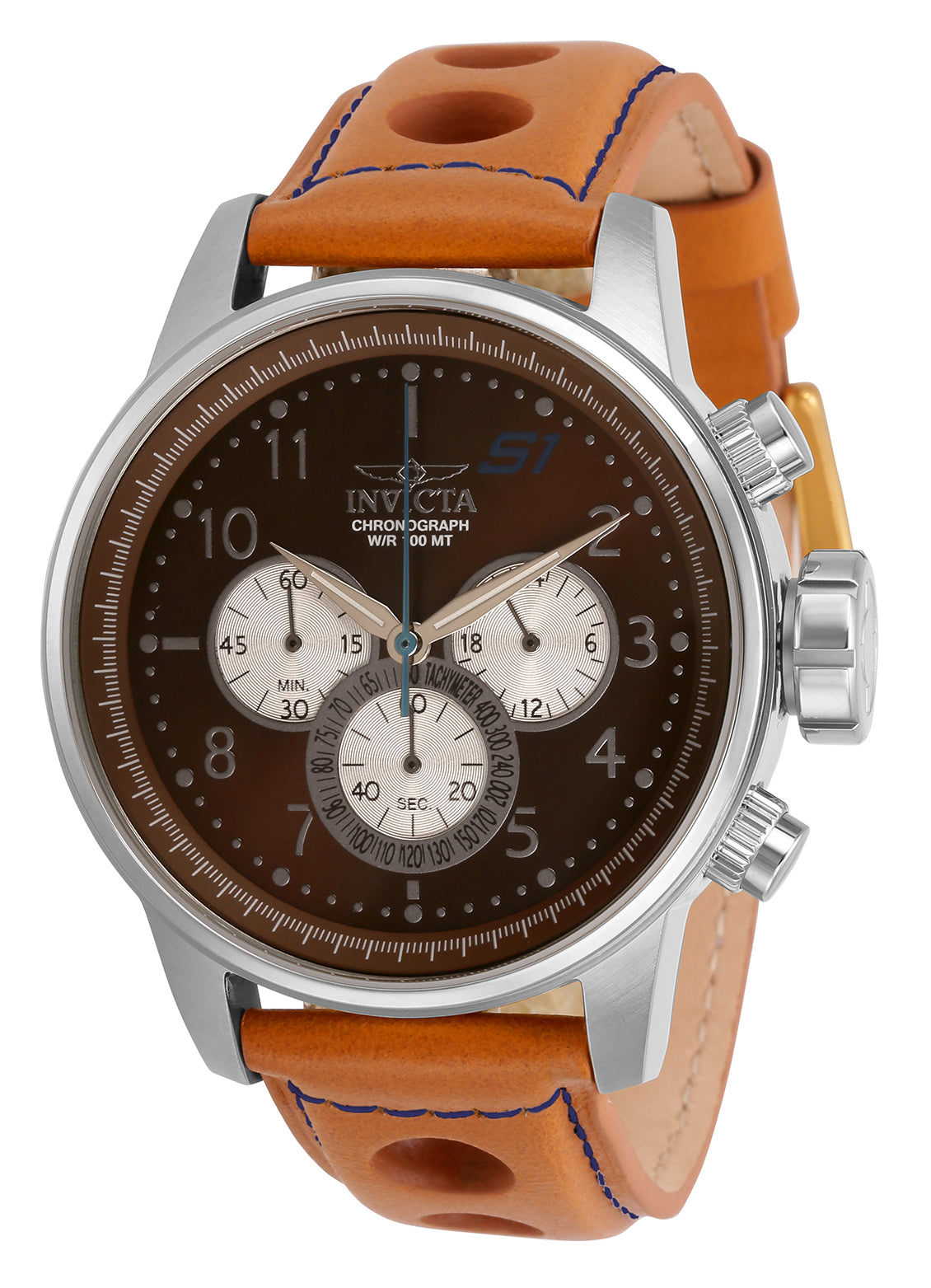 Invicta Men's 46mm S1 Rally Quartz Chronograph Cognac Leather