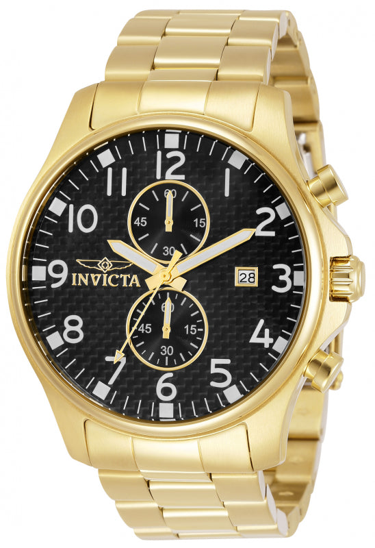 Invicta Men's 48mm Specialty Quartz Chronograph Black Carbon Fiber Dial Bracelet Watch