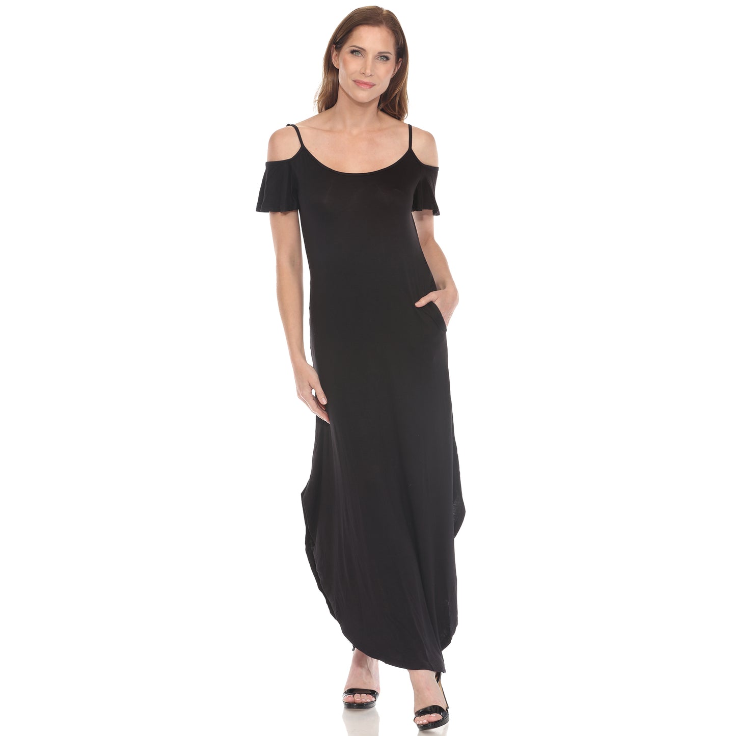 White Mark Women's Cold Shoulder Maxi Sundress