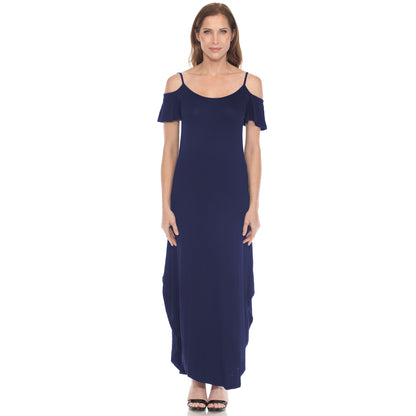 White Mark Women's Cold Shoulder Maxi Sundress