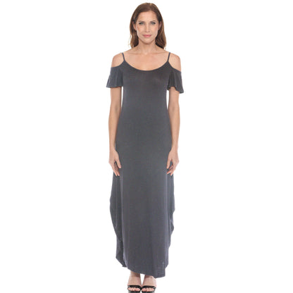 White Mark Women's Cold Shoulder Maxi Sundress