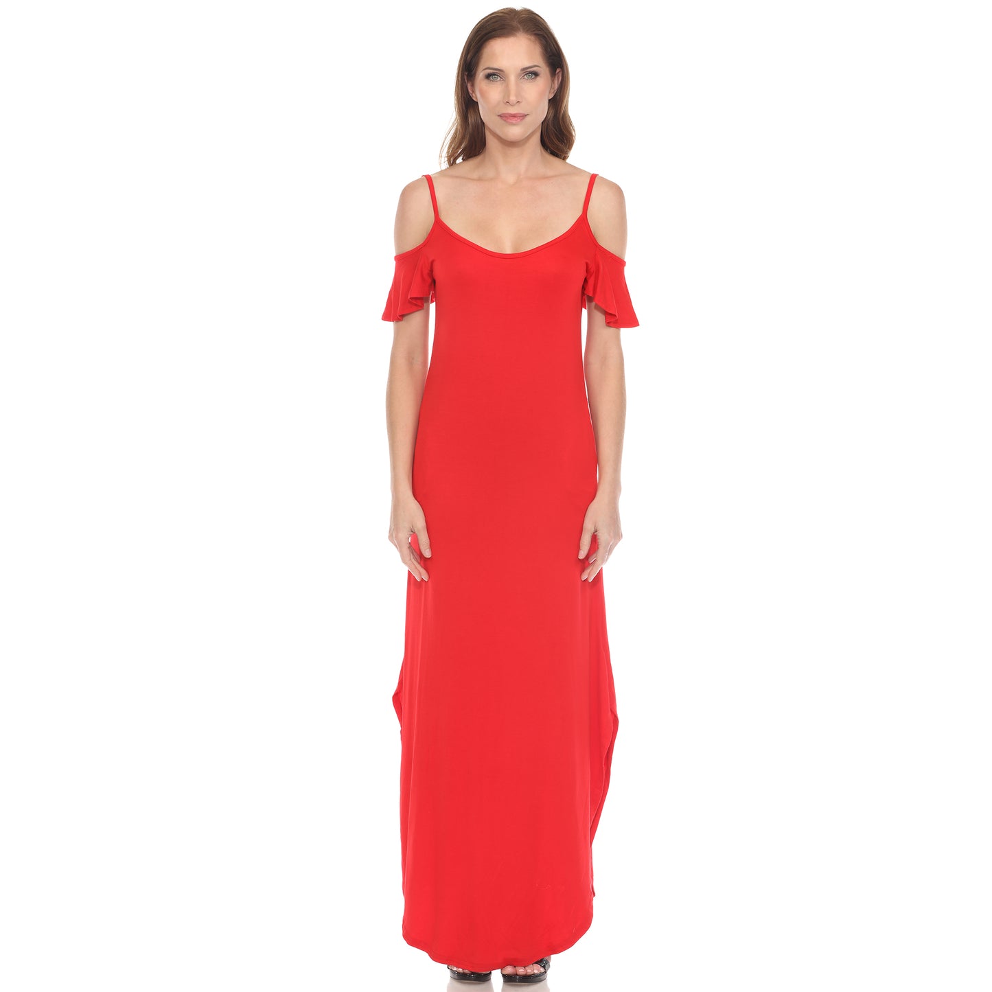 White Mark Women's Cold Shoulder Maxi Sundress