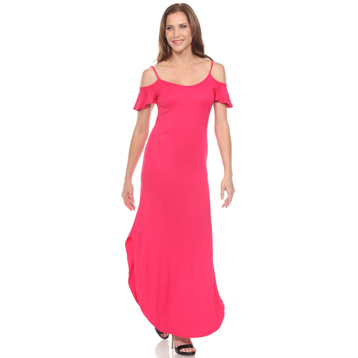 White Mark Women's Cold Shoulder Maxi Sundress