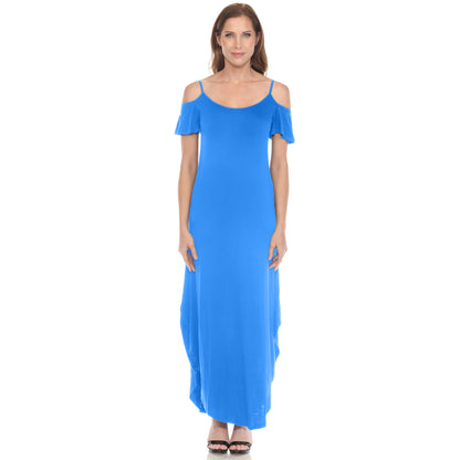 White Mark Women's Cold Shoulder Maxi Sundress