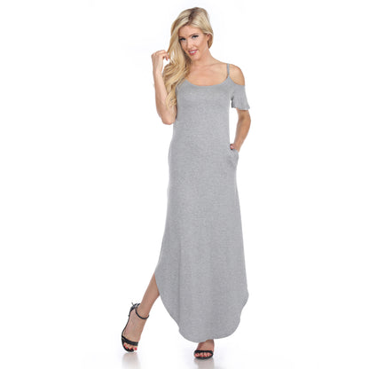 White Mark Women's Cold Shoulder Maxi Sundress