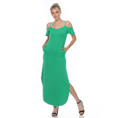 White Mark Women's Cold Shoulder Maxi Sundress