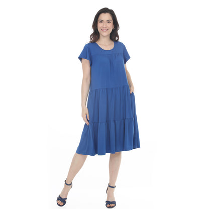 White Mark Women’s Flutter Sleeve Ruffle Tiered Dress