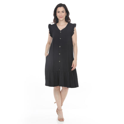 White Mark Women's Women’s Button Front Tiered Swing Dress