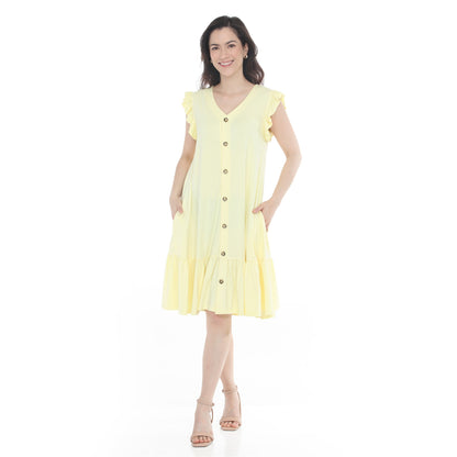 White Mark Women's Women’s Button Front Tiered Swing Dress