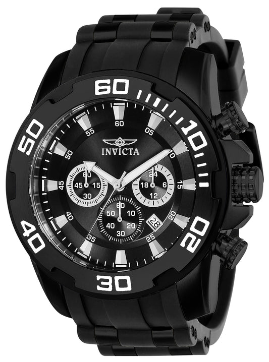 Invicta Men's 50mm Pro Diver Scuba Quartz Chronograph Blackout Dial & Case Silicone Strap Watch