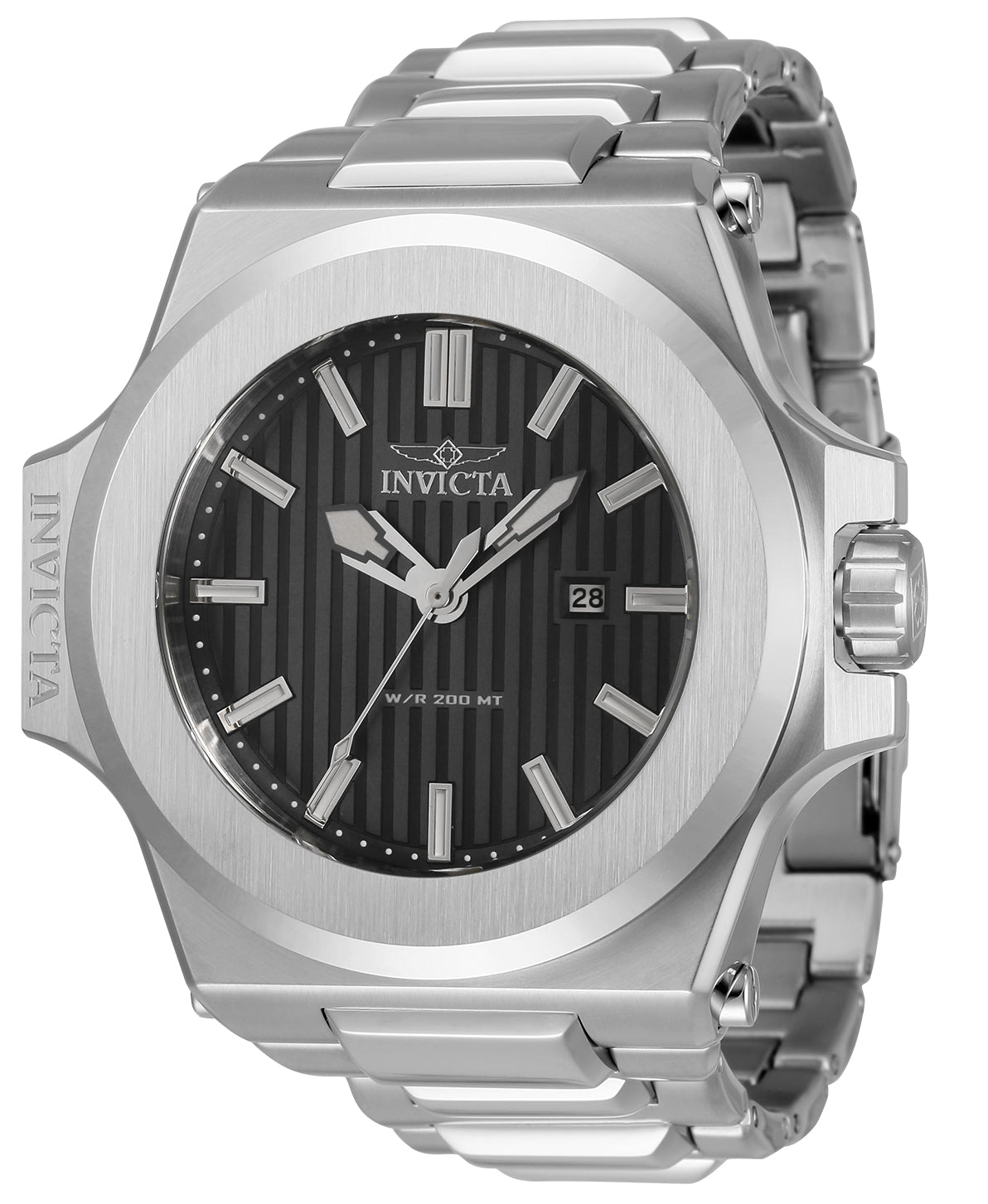 Invicta Men's 58mm Akula Quartz Striped Dial Silvertone Bracelet Watch