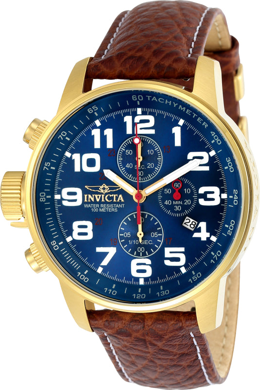 Invicta Men's 46mm I-Force Quartz Chronograph Embossed Leather Strap Watch