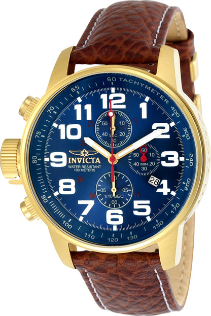 Invicta Men's 46mm I-Force Quartz Chronograph Embossed Leather Strap Watch
